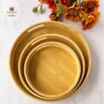 سینی گرد لبه دار دو دسته بامبو