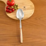 قاشق خورشت استیل دسته چوبی