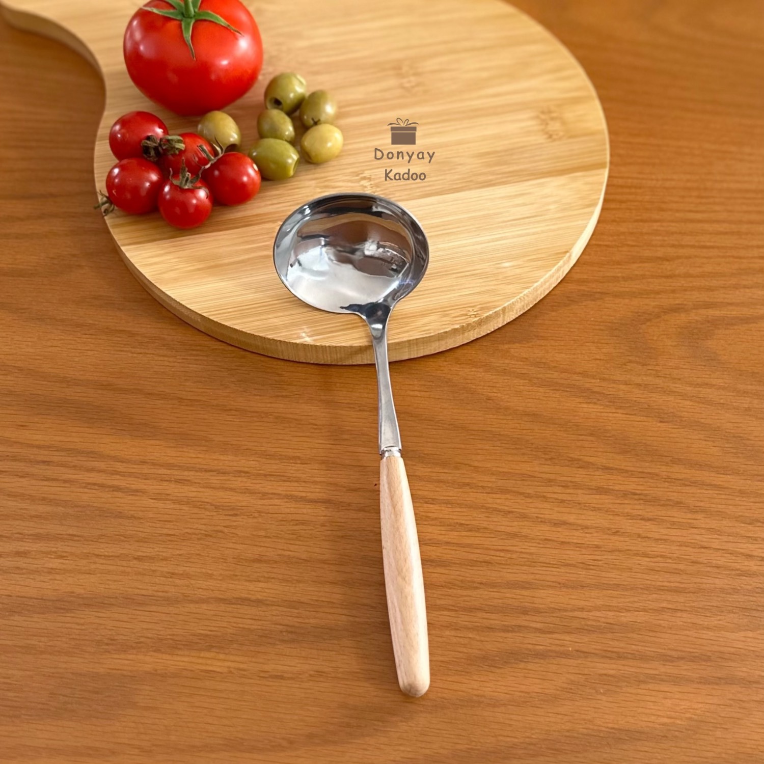 ملاقه استیل دسته چوبی ملاقه استیل دسته چوبی - تصویر 1