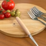 چنگال غذا خوری استیل دسته چوبی - تصویر 2