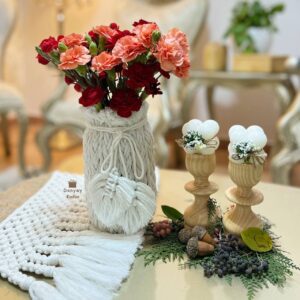 گلدان شیشه‌ای مکرومه