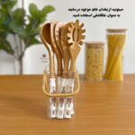 کفگیر ملاقه بامبو بونیتا مدل گل بنفش زرد - Image 6