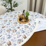 رومیزی گرد فلامنت طرح گل‌آبی - Image 3